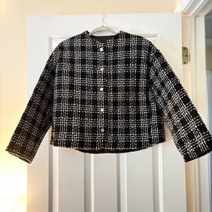 Zara Black and White Checkered Jacket